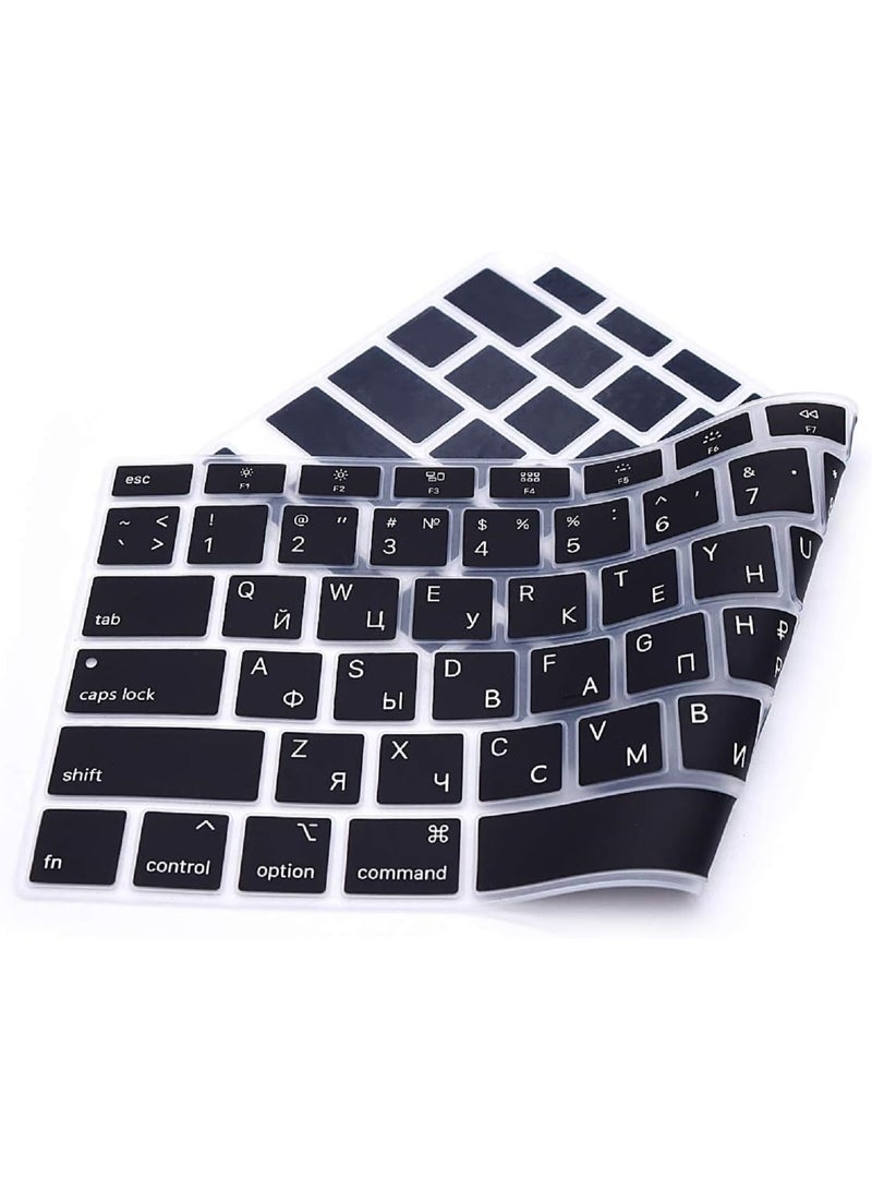 مافانز غطاء لوحة مفاتيح سيليكون بتصميم أمريكي للغة الروسية لجهاز MacBook Air 13" 2020 مع نموذج Touch ID: A2179/A2337 شريحة M1، ملحقات لوحة المفاتيح  أسود - Image 5