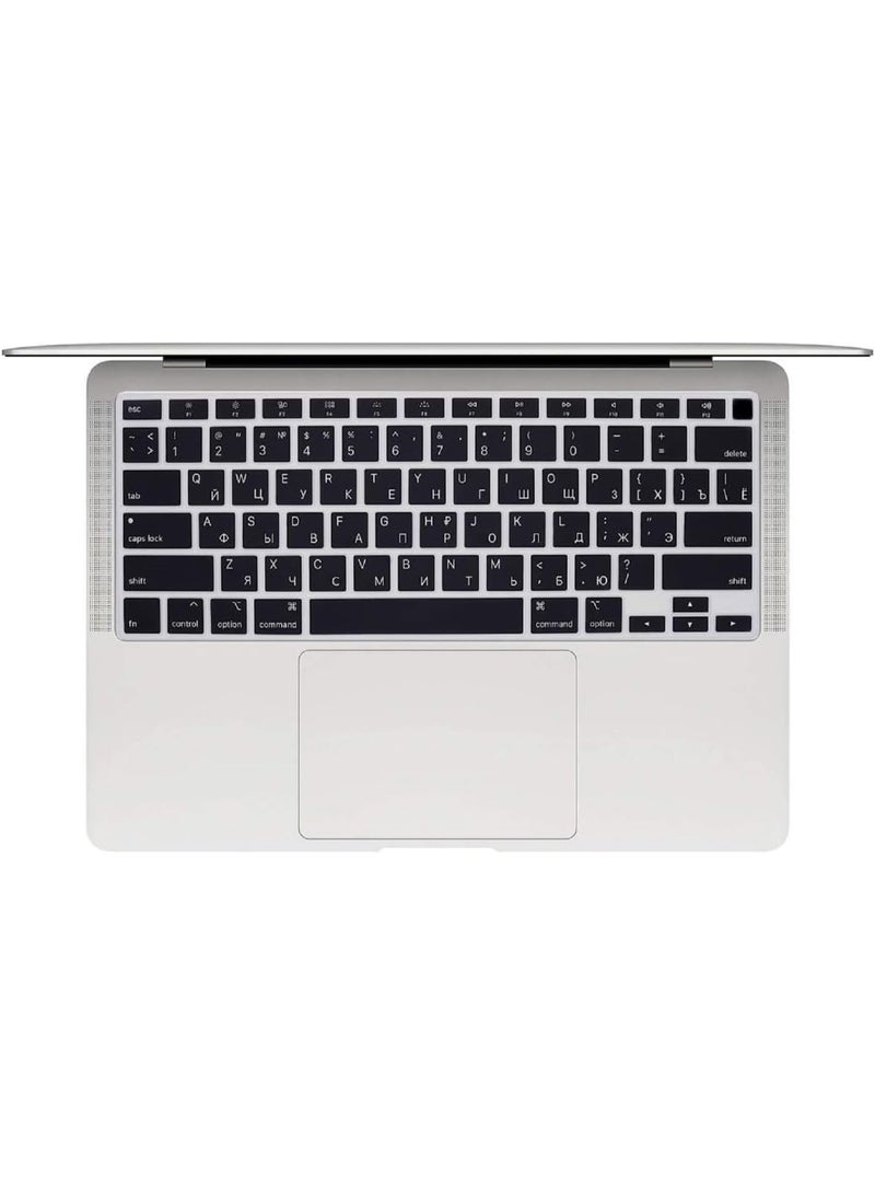 مافانز غطاء لوحة مفاتيح سيليكون بتصميم أمريكي للغة الروسية لجهاز MacBook Air 13" 2020 مع نموذج Touch ID: A2179/A2337 شريحة M1، ملحقات لوحة المفاتيح  أسود - Image 3