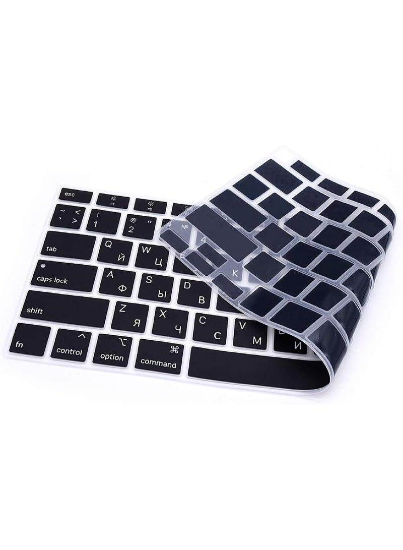 مافانز غطاء لوحة مفاتيح سيليكون بتصميم أمريكي للغة الروسية لجهاز MacBook Air 13" 2020 مع نموذج Touch ID: A2179/A2337 شريحة M1، ملحقات لوحة المفاتيح  أسود - Image 4