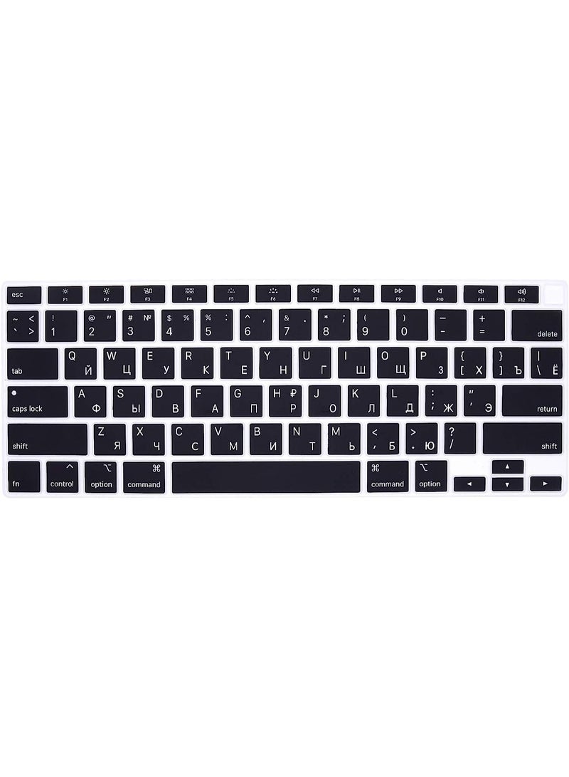 مافانز غطاء لوحة مفاتيح سيليكون بتصميم أمريكي للغة الروسية لجهاز MacBook Air 13" 2020 مع نموذج Touch ID: A2179/A2337 شريحة M1، ملحقات لوحة المفاتيح  أسود - Image 1
