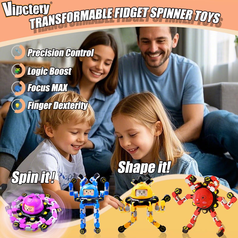 Vipctery Easter Basket Stuffers Gifts For Kids Boys Girls 4Pcs Transformable Fidget Spinners Fidget Toys For Kids Teens Road Trip Travel Activities Essential Sensory Toys With Autism Adhd Party Favors - Image 2