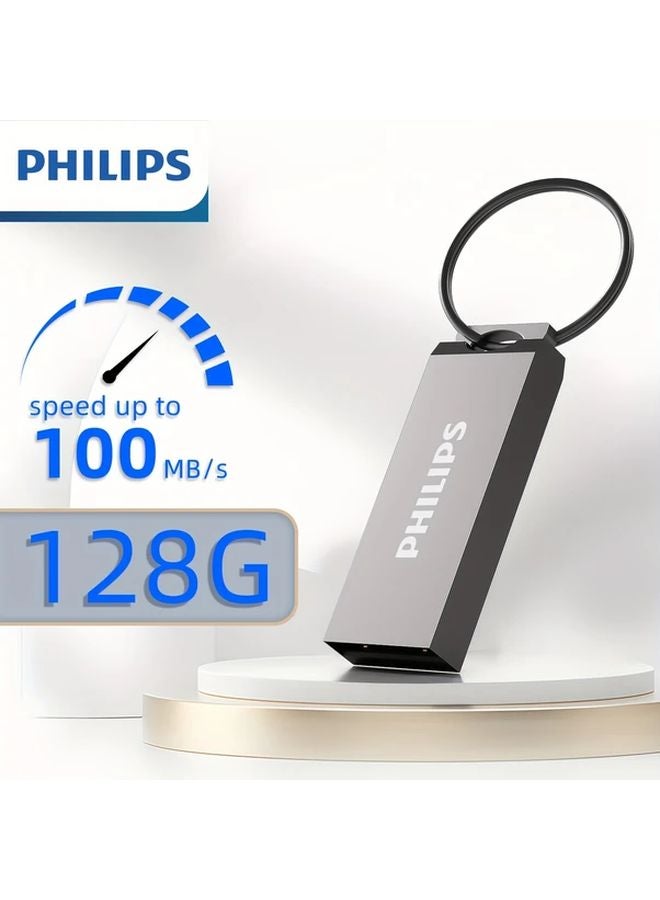 فيليبس 128 جيجابايت محرك أقراص فلاش عالي السرعة يو إس بي 2.0 محرك أقراص معدني محميل بسلسلة مفاتيح متوافق مع أجهزة الكمبيوتر المحمولة - Image 1