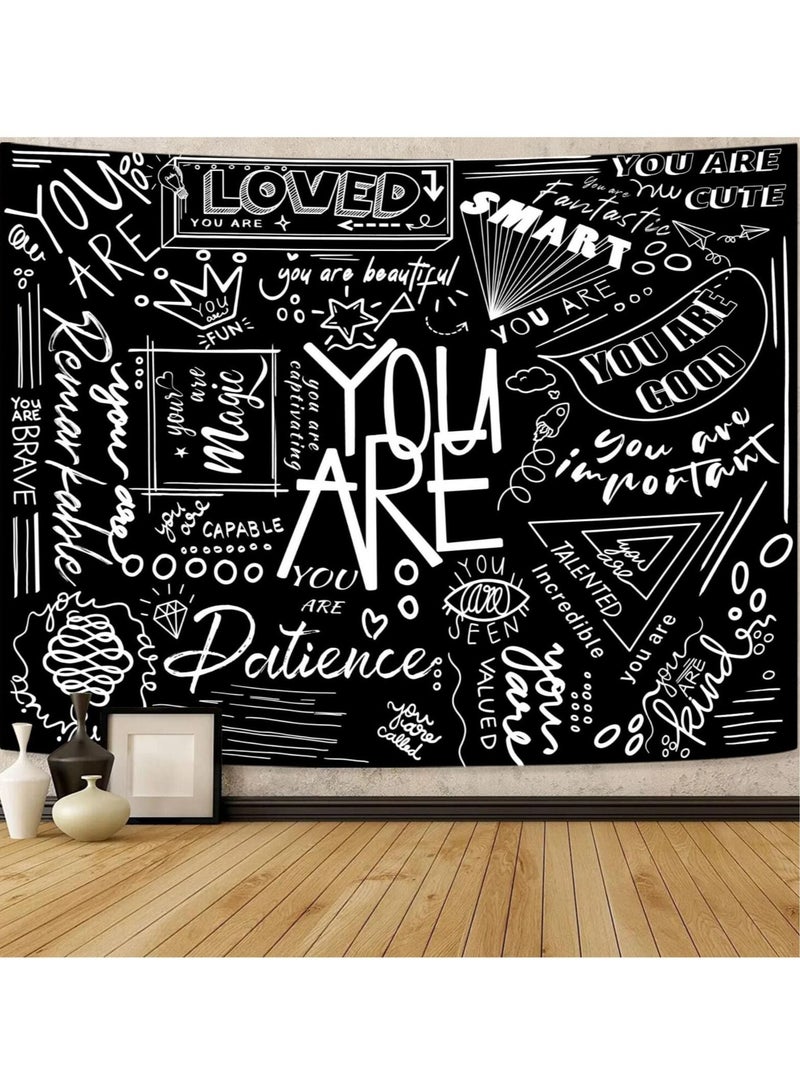 Captaintech Tapestry Wall Hanging, Black Classroom, Quote Happiness Tapestry Funny Tapestries  for Teen Girl Living Room Dorm (Black) - Image 2