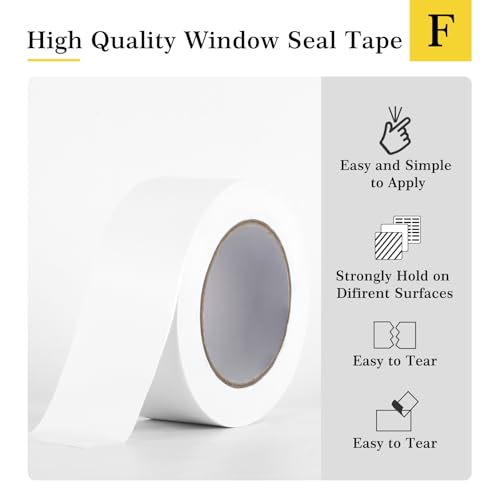 fowong Window Weather Sealing Tape, 2 Inch x 32 Yards White Window Draft Sealing Film Tape, 96Ft Weather Stripping Cover Gaps for Doors and AC, No Residue - Image 4
