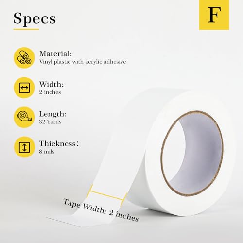 fowong Window Weather Sealing Tape, 2 Inch x 32 Yards White Window Draft Sealing Film Tape, 96Ft Weather Stripping Cover Gaps for Doors and AC, No Residue - Image 2