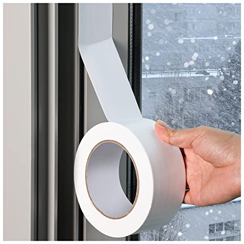 fowong Window Weather Sealing Tape, 2 Inch x 32 Yards White Window Draft Sealing Film Tape, 96Ft Weather Stripping Cover Gaps for Doors and AC, No Residue - Image 1