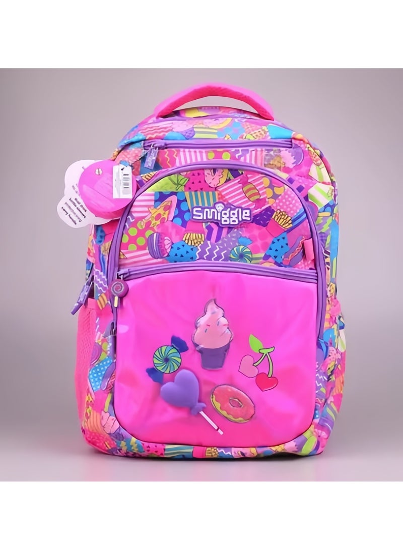 Smiggle Girls Laser Printing Student Schoolbag Elementary and Middle School Students Children's Backpack Outdoor Leisure Bag Backpack 42*30CM