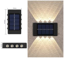TECH LOGO ELECTRONICS Outdoor Solar Light 4 Way Wall Fence Decor Light Outdoor Two Way Up Down Waterproof Solar Led Wall Decor Lamp Auto On Off Light Sensor Wall Mount Solar Light-Yellow (5) - Image 5
