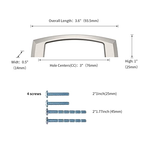 KNOKLOCK 10 Pack 3 Inch(76mm) Kitchen Cabinet Handles Brushed Satin Nickel Cabinet Pulls Kitchen Cabinet Hardware Drawer Pulls for Dresser Cupboard Wardrobe - Image 3