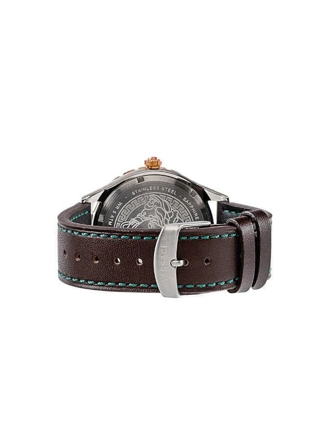 VERSACE Hellenyium GMT Green Dial Leather Watch