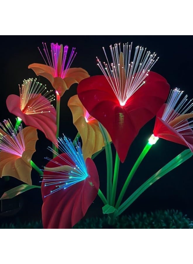 Solar Flower Garden Stake Lights, Waterproof 8-Color Changing LED Outdoor Decor, 2-Pack - Image 4