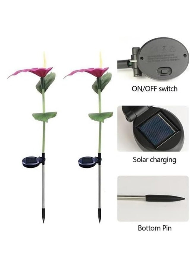 Solar Flower Garden Stake Lights, Waterproof 8-Color Changing LED Outdoor Decor, 2-Pack - Image 2