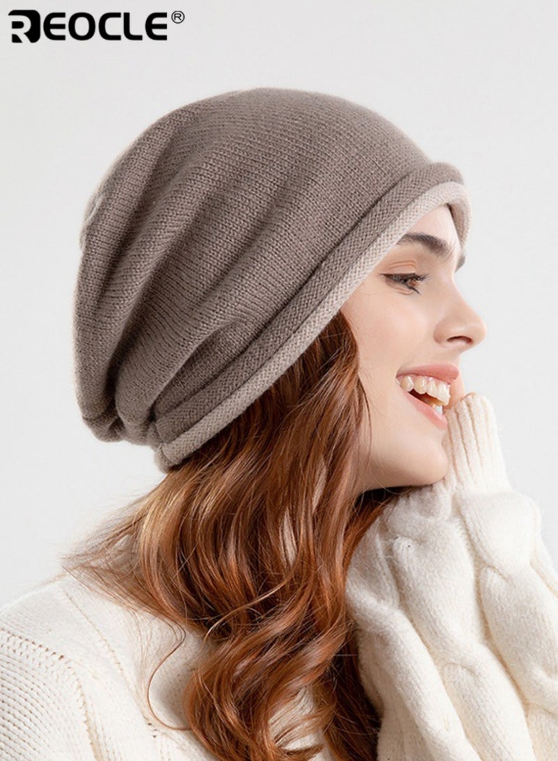 REOCLE Women's Slouchy Beanie with Soft Knit Design and Warm Comfort Fit Skull Cap with Relaxed Style for Winter Cold Weather - Image 3