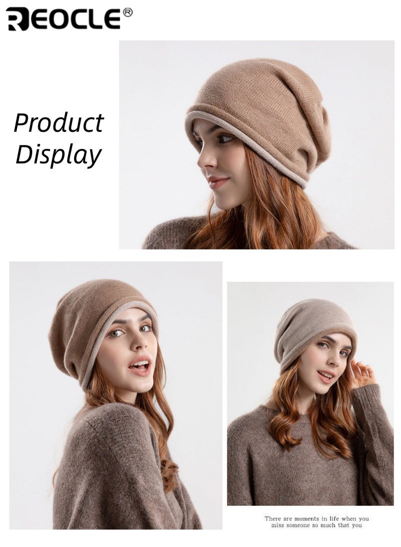 REOCLE Women's Slouchy Beanie with Soft Knit Design and Warm Comfort Fit Skull Cap with Relaxed Style for Winter Cold Weather - Image 4