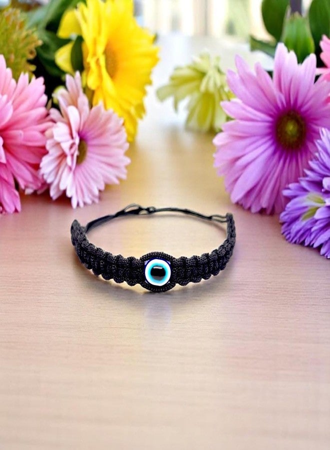 Elleva Black Adjustable Bracelet Women Charms Thread Dhaga Hand Bracelet for Man Evil Eye Handmade Nazariya | Evil Eye Rakhi for Brother Set of 4 (Pack of1) - Image 2
