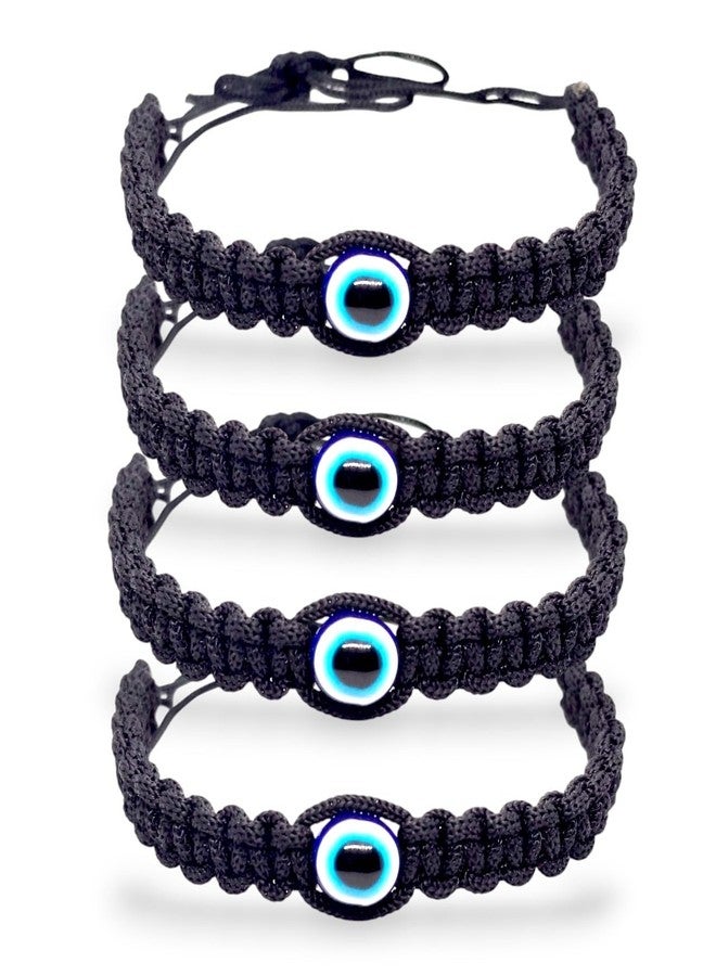 Elleva Black Adjustable Bracelet Women Charms Thread Dhaga Hand Bracelet for Man Evil Eye Handmade Nazariya | Evil Eye Rakhi for Brother Set of 4 (Pack of1) - Image 1