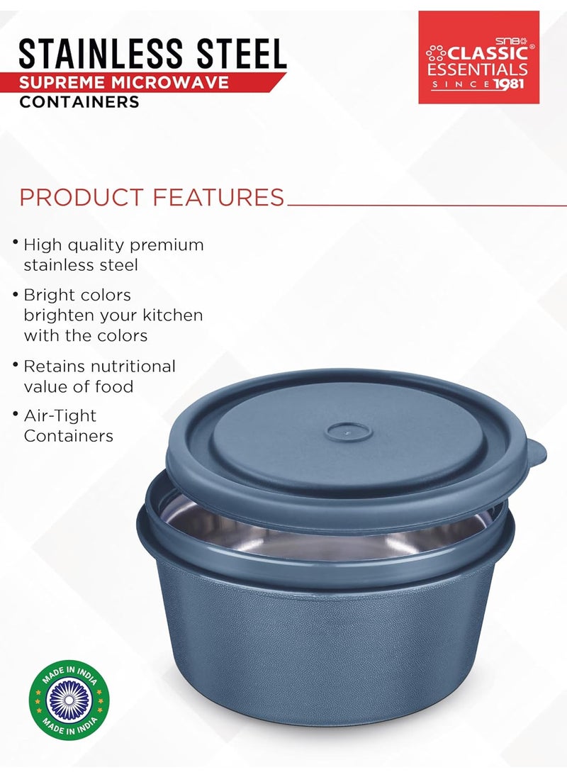 Classic Essentials CLASSIC ESSENTIALS Stainless Steel Microwave Safe Containers with Lids Insulated Lunch Box, 3 Containers Lunch Box (1250 ml)  - Image 3