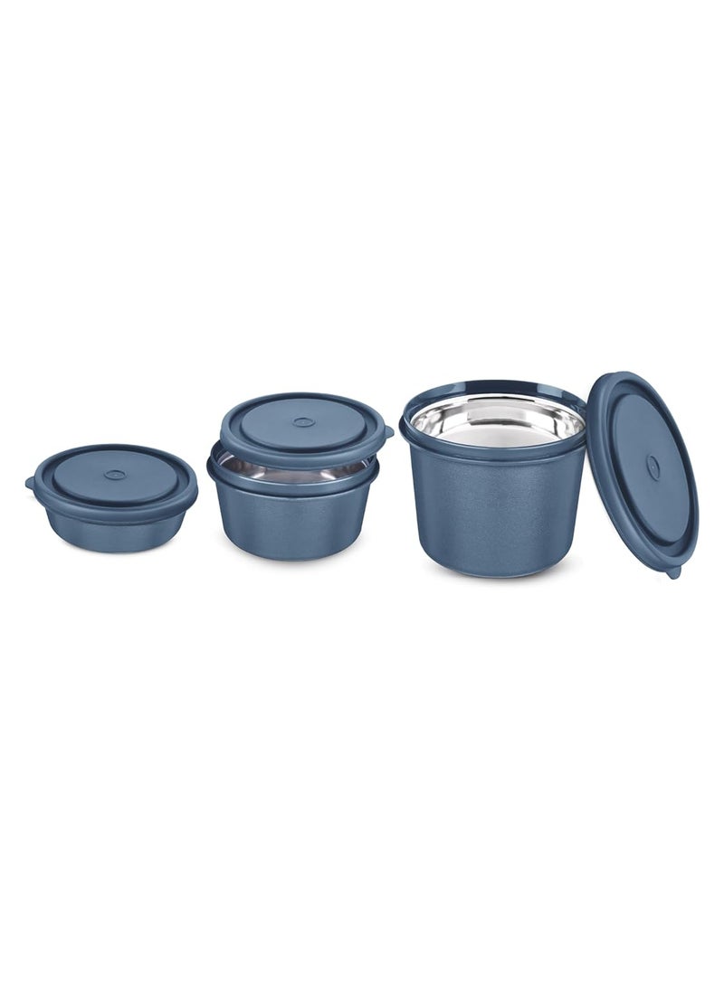 Classic Essentials CLASSIC ESSENTIALS Stainless Steel Microwave Safe Containers with Lids Insulated Lunch Box, 3 Containers Lunch Box (1250 ml)  - Image 1