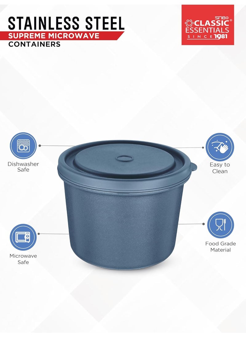 Classic Essentials CLASSIC ESSENTIALS Stainless Steel Microwave Safe Containers with Lids Insulated Lunch Box, 3 Containers Lunch Box (1250 ml)  - Image 4