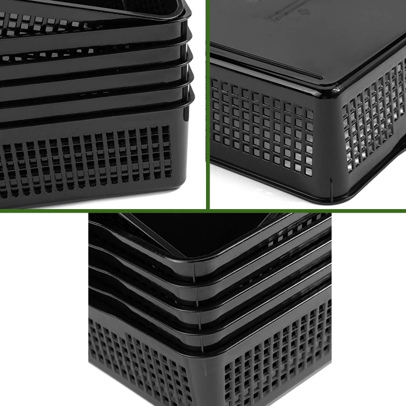 Aebeky A4 Size Plastic Paper Storage Trays,Desktop File Organizer Baskets,6-Packs (Black) - Image 3