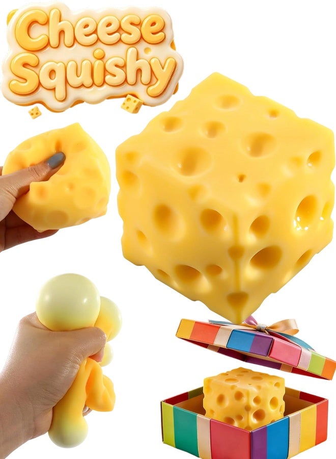 Cheese Block Squishy Stress Relief Fidget Toy - Image 1