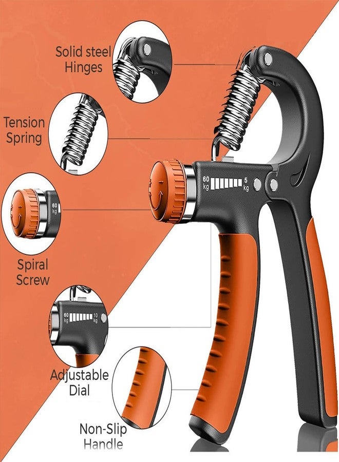 NBSPT Hand Grip Strengthener 2 Pack Adjustable Resistance 5-60kg (10-130lb) Forearm Wrist Finger Exerciser Grip Strength Trainer Squeezer for Workout - Image 2