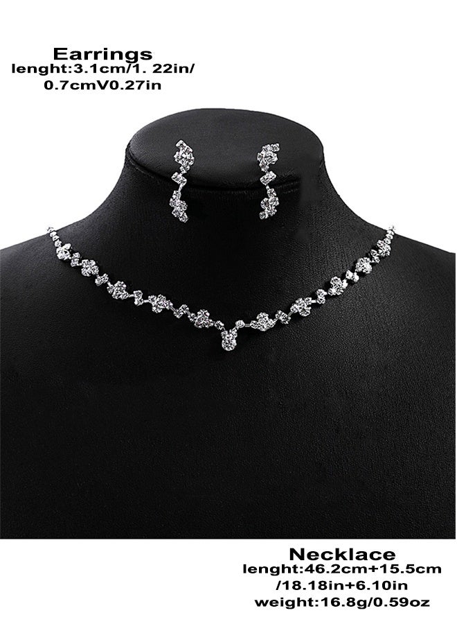 2-Piece Set of Jewelry Diamond Necklace Earrings European Style Elegant and Noble Jewelry Gift,Rhinestone Inlay Jewellery Set - Image 4