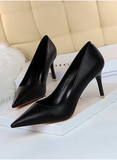 BIGTREE Women's Solid Color Elegant Stiletto Pumps 7.5CM Fashion Gorgeous Closed Pointed Toe Slip On Solid High Heels Black  - Image 1