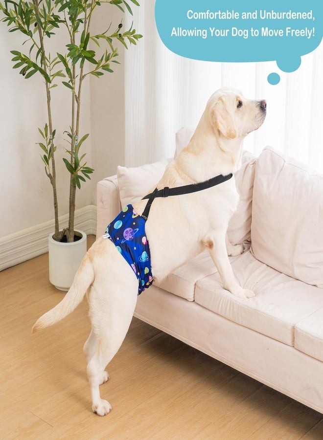 Avont 3 Pack Avont Dog Belly Bands Diapers Male with 1 Detachable Suspender, Reusable Washable Boy Doggie Pee Wraps with Harness, Separable Shoulder Strap Escape Proof & Non-Slip -Space Theme M - Image 4