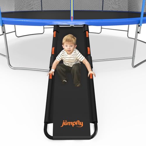 jumpfly Trampoline Slide Ladder Universal Trampoline Ladder with Handles Strong Tear Resistant Fabric Trampoline Accessories for Kids Toddler Climb Up & Slide Down, Orange - Image 1