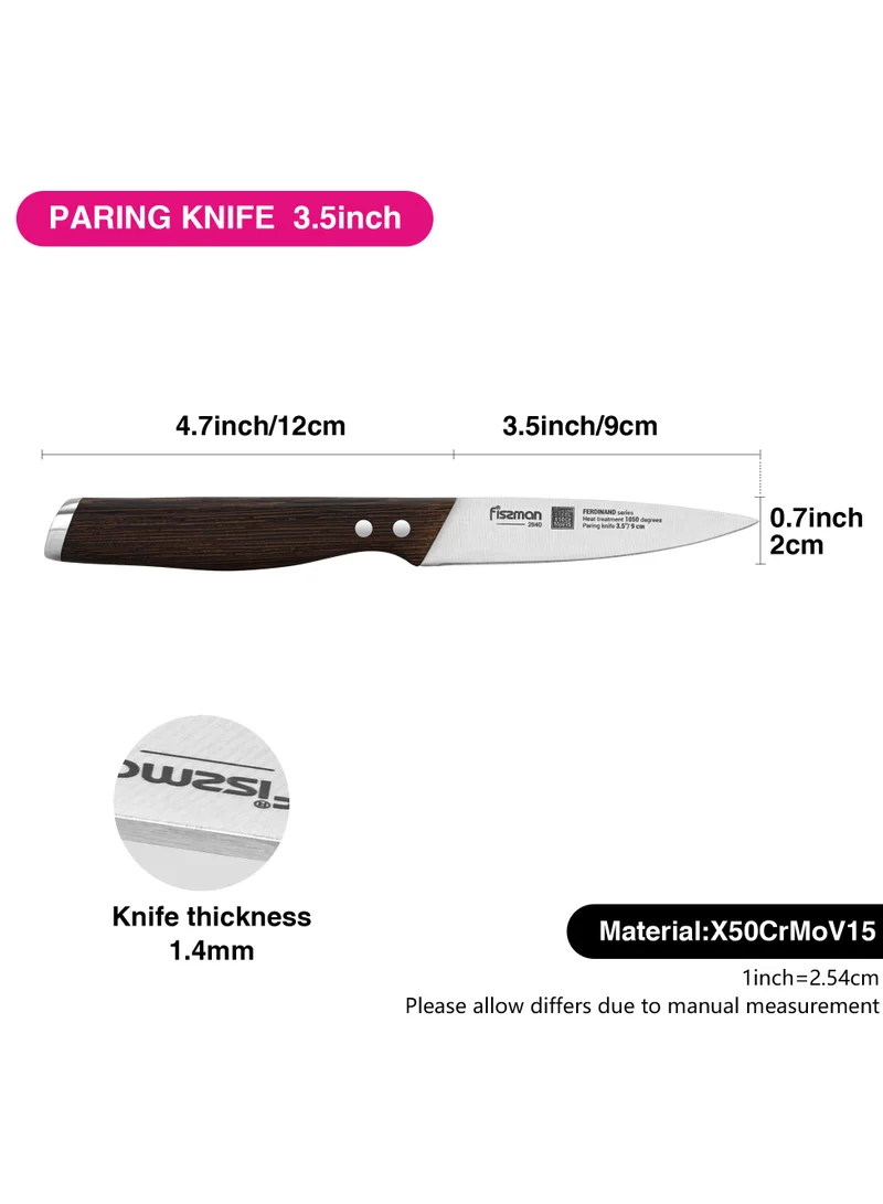 Fissman 3.5'' Paring Knife Ferdinand Series with Sharp Blade and Sturdy Non Slip Handle Minimalist Design Stainless Steel Suitable for Home Restaurant