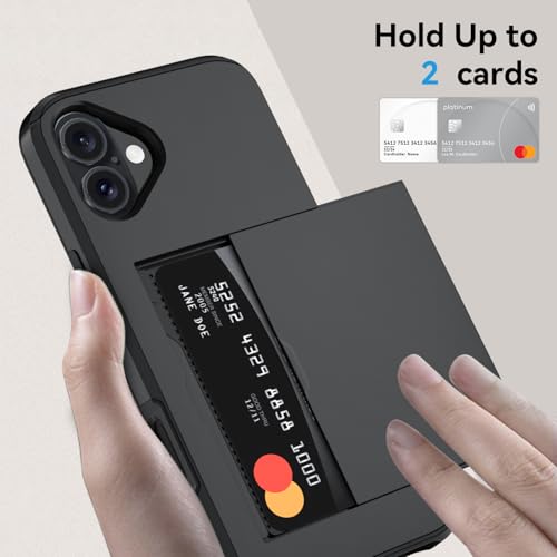 Qinmay Compatible with iPhone 17 Case Wallet,Built-in Card Holder, Heavy Duty Protective Dual Layer Shockproof Hidden Card Slot Slim Wallet Phone Cover for iPhone 17 ，Black - Image 3