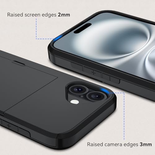 Qinmay Compatible with iPhone 17 Case Wallet,Built-in Card Holder, Heavy Duty Protective Dual Layer Shockproof Hidden Card Slot Slim Wallet Phone Cover for iPhone 17 ，Black - Image 4