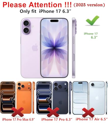 Qinmay Compatible with iPhone 17 Case Wallet,Built-in Card Holder, Heavy Duty Protective Dual Layer Shockproof Hidden Card Slot Slim Wallet Phone Cover for iPhone 17 ，Black - Image 2