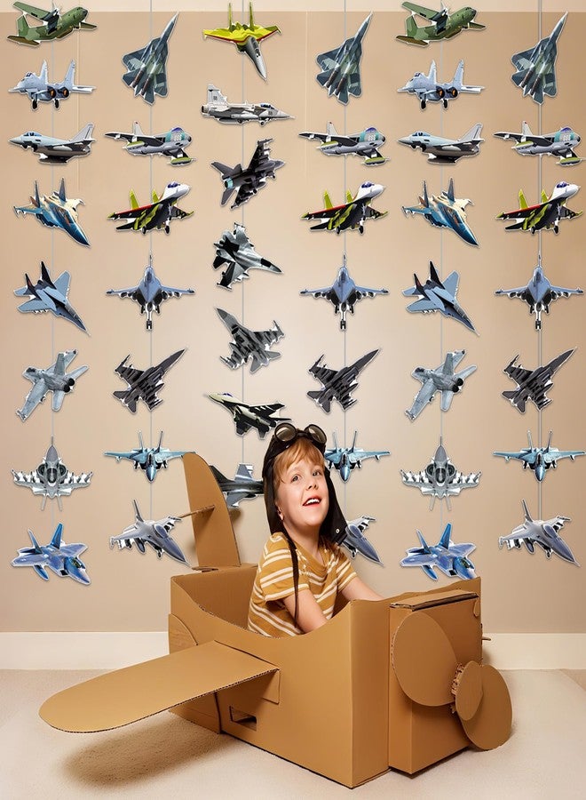 اوموني زينة حفلات أعياد الميلاد على شكل طائرات مقاتلة، 8 قطع، لافتات زينة معلقة على السقف، ديكورات طائرات للأطفال، مستلزمات حفلات استقبال المولود الجديد بطابع الطائرات - Image 4