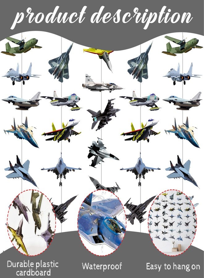 اوموني زينة حفلات أعياد الميلاد على شكل طائرات مقاتلة، 8 قطع، لافتات زينة معلقة على السقف، ديكورات طائرات للأطفال، مستلزمات حفلات استقبال المولود الجديد بطابع الطائرات - Image 2