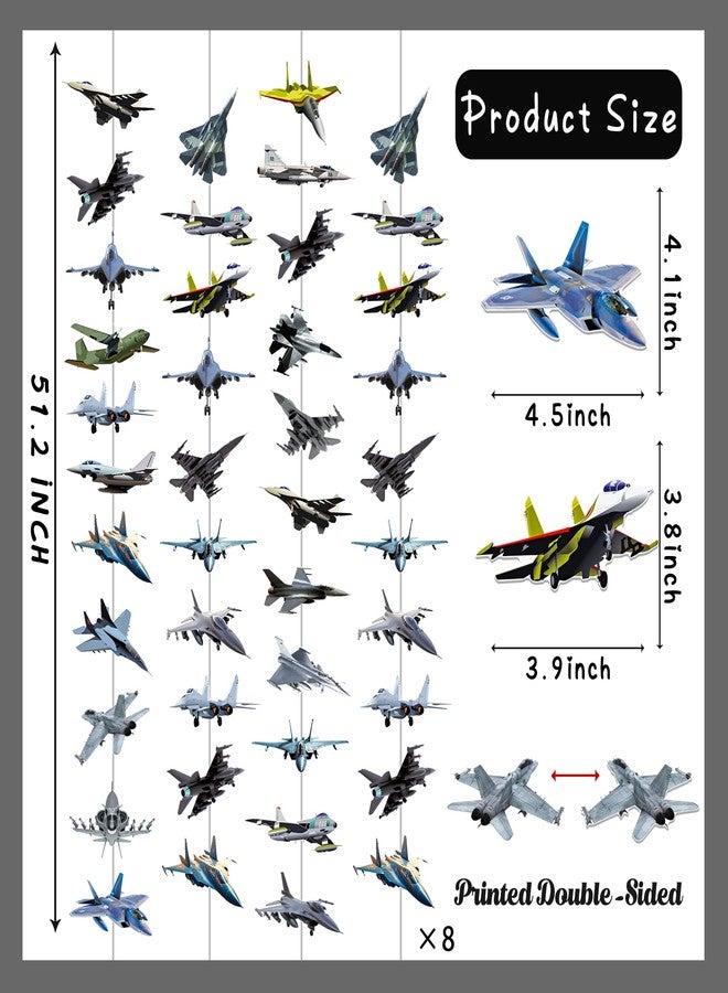 اوموني زينة حفلات أعياد الميلاد على شكل طائرات مقاتلة، 8 قطع، لافتات زينة معلقة على السقف، ديكورات طائرات للأطفال، مستلزمات حفلات استقبال المولود الجديد بطابع الطائرات - Image 3