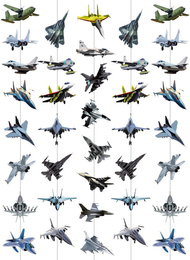 اوموني زينة حفلات أعياد الميلاد على شكل طائرات مقاتلة، 8 قطع، لافتات زينة معلقة على السقف، ديكورات طائرات للأطفال، مستلزمات حفلات استقبال المولود الجديد بطابع الطائرات - Image 1