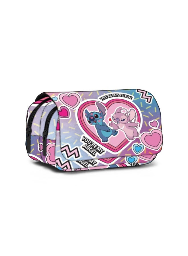 ستيتش غرزة طبقة مزدوجة الوجه مقلمة ، طالب حقيبة أدوات مكتبية ، متعددة الوظائف الأطفال مقلمة ، لطيف اللوازم المدرسية - Image 1