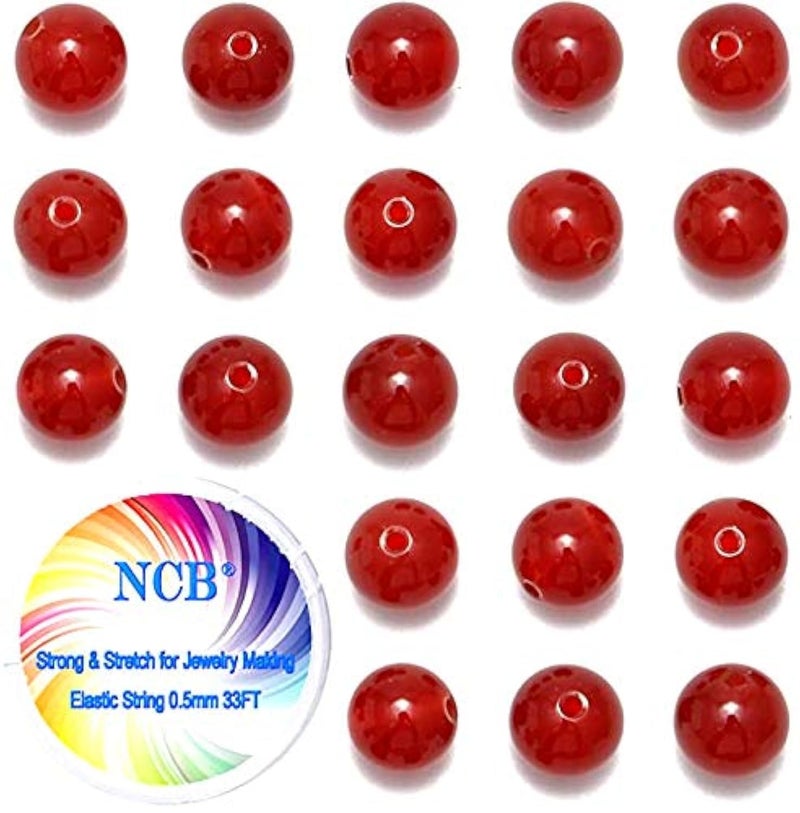 خرز الحجر الطبيعي NCB 100 قطعة 10 مم دائري حقيقي خرز حجر طبيعي فضفاض لصنع المجوهرات DIY خرز ناعم لسوار قلادة أقراط صنع المجوهرات كارنيليان 10 مم 100 خرز