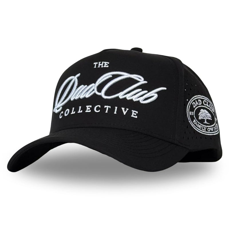 CITRUSY Athletic Trucker Golf Hat | Performance Mens 5 Panel Hat | Cool Breathable Waterproof Sweat Proof Workout Running Cap | Golf Gear Accessories | A Frame Rope Snapback Adjustable Hat (Dad Club | Black) - Image 1