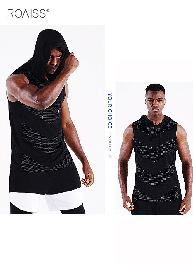 roaiss - Men's Quick Drying Hooded Vest, Breathable Lightweight Tank Top T-Shirt For Workout Fitness Running Basketball - Image 1