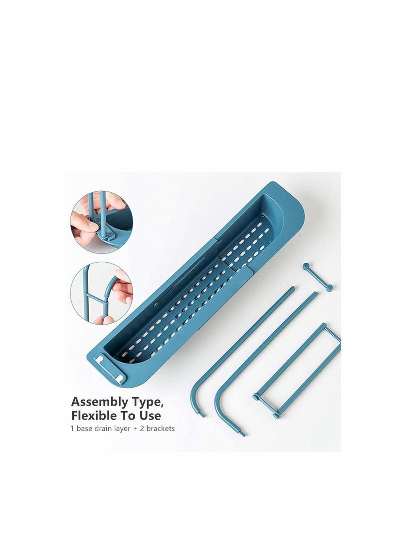 واي آند دي Telescopic Sink Holder, Adjustable Drainer Tray Sponge Soap Organizer Holder Dish Cloth Hanger for Home Kitchen - Image 4