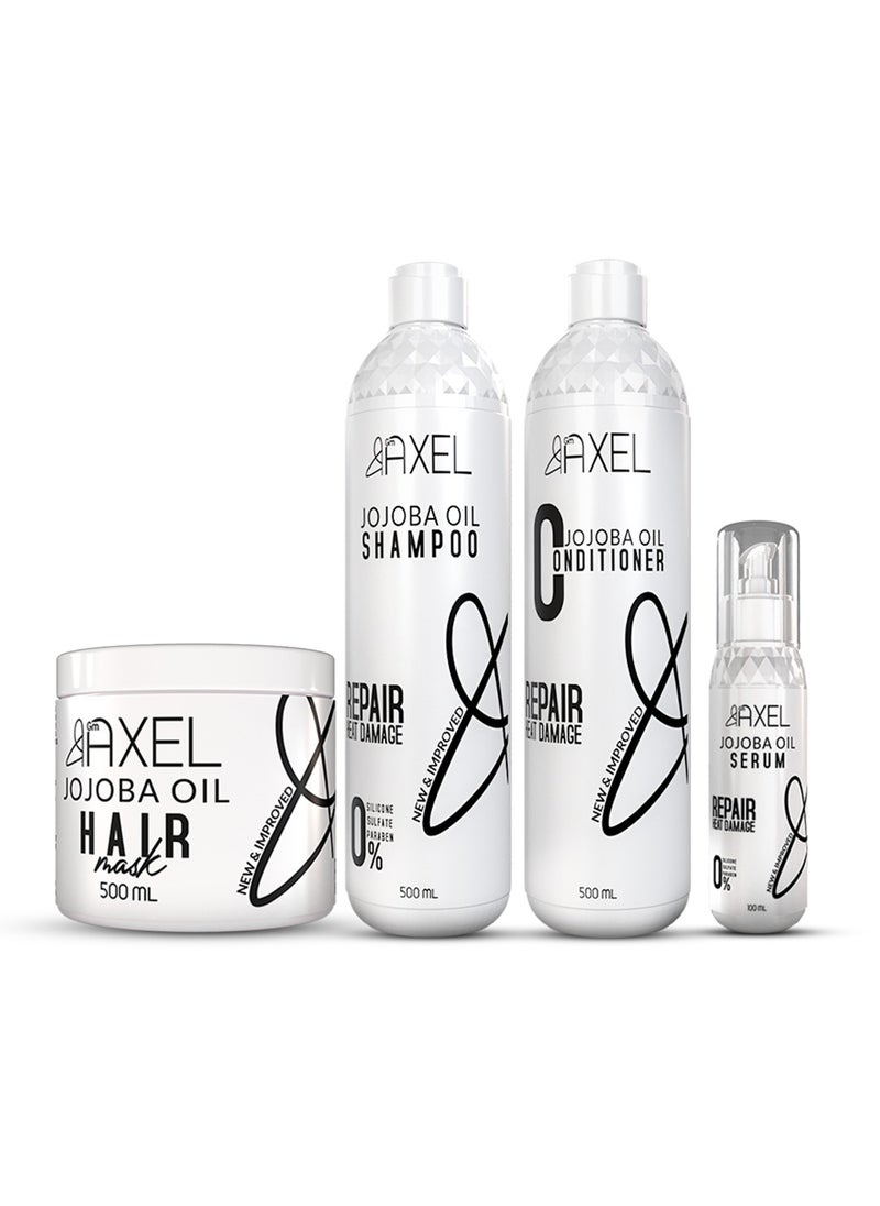Axel - Hair Care Set with Pure Jojoba Oil - Shampoo 500ml + Conditioner 500ml + Hair Mask 500ml + Serum 100ml - Image 1
