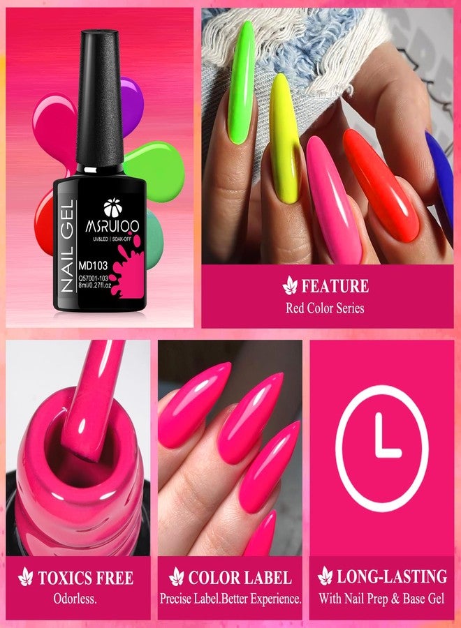MSRUIOO Neon Gel Nail Polish Set, 12 Colors All Seasons Neon Bright Hot Pink Green Blue Purple Orange Yellow Nail Gel Kit Soak Off Nail Art Design Manicure DIY at Home Salon Gift for Girls Ladies - Image 4