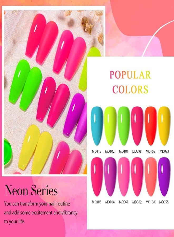 MSRUIOO Neon Gel Nail Polish Set, 12 Colors All Seasons Neon Bright Hot Pink Green Blue Purple Orange Yellow Nail Gel Kit Soak Off Nail Art Design Manicure DIY at Home Salon Gift for Girls Ladies - Image 3