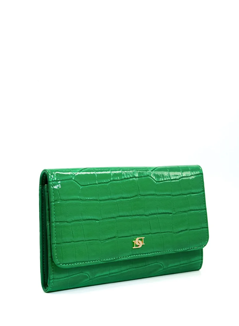 Dune London Soaring Croc Embossed Patent Finish Clutch