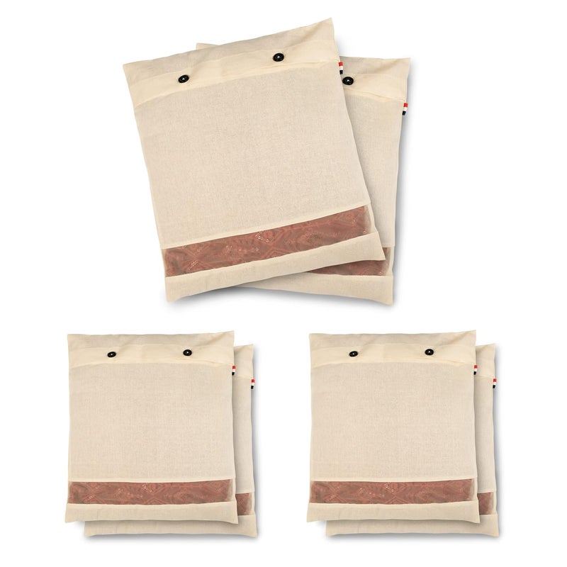 Solstice غطاء ساري قطن / حقائب ساري / أغطية ملابس بحجم 16 × 14 (بوصة) لحقائب تخزين الملابس، السفر، منظم خزانة مع شبكة / نافذة. (6) - أبيض - Image 1