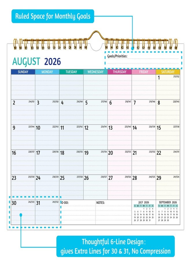 BowCuk Wall Calendar 2026-2027 - 2 Year Calendar 2026-2027, 11 x 8.5 In, Jan 2026 - Dec 2027, 2026 Calendar 24 Months, Small Monthly Calendar 2026, with Ruled Blocks, Thick Paper, Holidays, To-dos ＆ Notes - Image 4