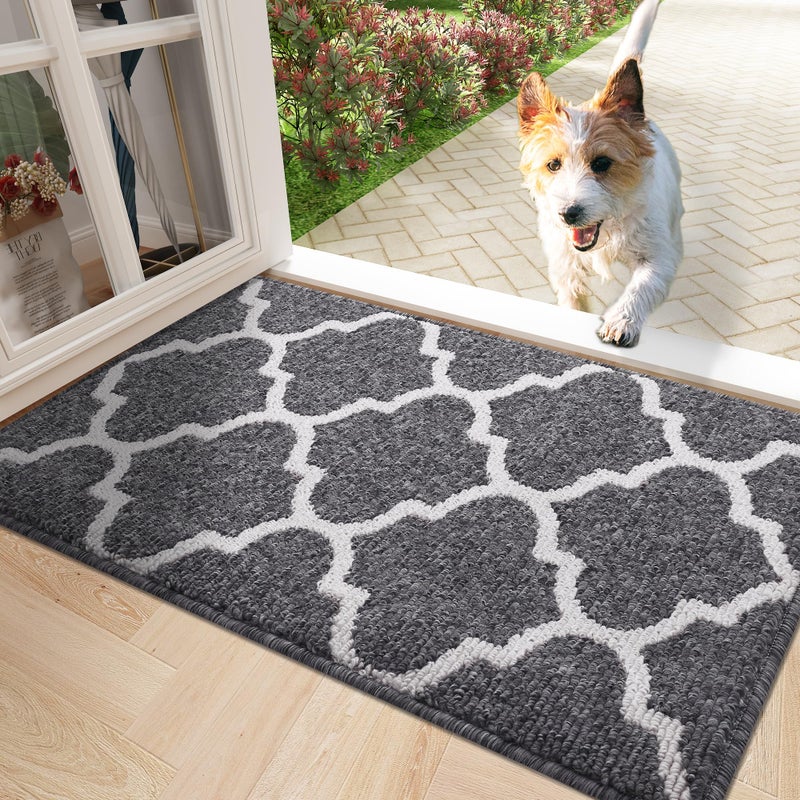 OLANLY Indoor Door Mat 36x24 NonSlip Absorbent Resist Dirt Entrance Mat Washable LowProfile Inside Floor Doormats for Entryway Black